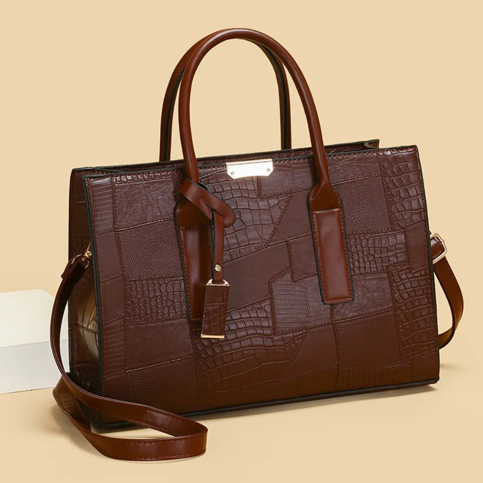 Large Capacity Shopping Bag for Daily Commuting Hand Bags Luxury Shoulder Bags Splicing Pu Leather Handbags Caual Tote New Sac