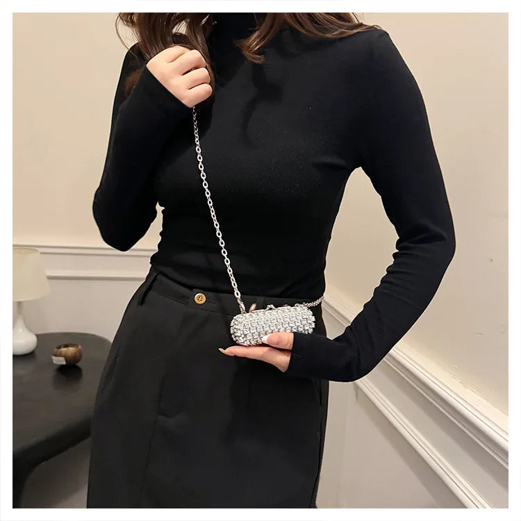 Mini Evening Bags for Women 2025 New Fashion Diamonds Shoulder Bag Ladies Luxury Cute Chain Party Lipstick Crossbody Bag Woman