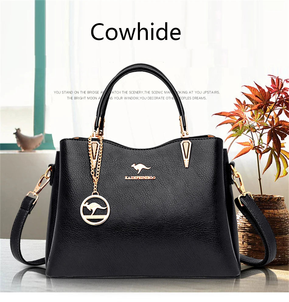 Luxury Soft Leather Handbag Women's Bag 2022 Trend Designer 3 Layers Shoulder Crossbody Sac Ladies Large Capacity Messenger Tote