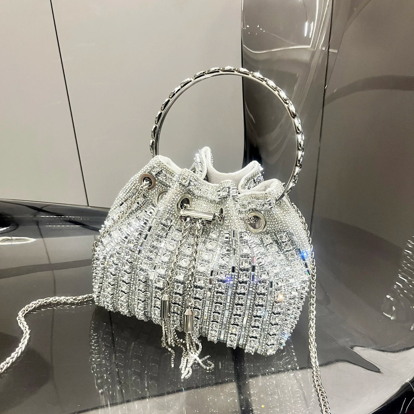 luxury Designer purses and handbags bags for women bucket clutch purse evening banquet bag Crystal rhinestone shoulder bag