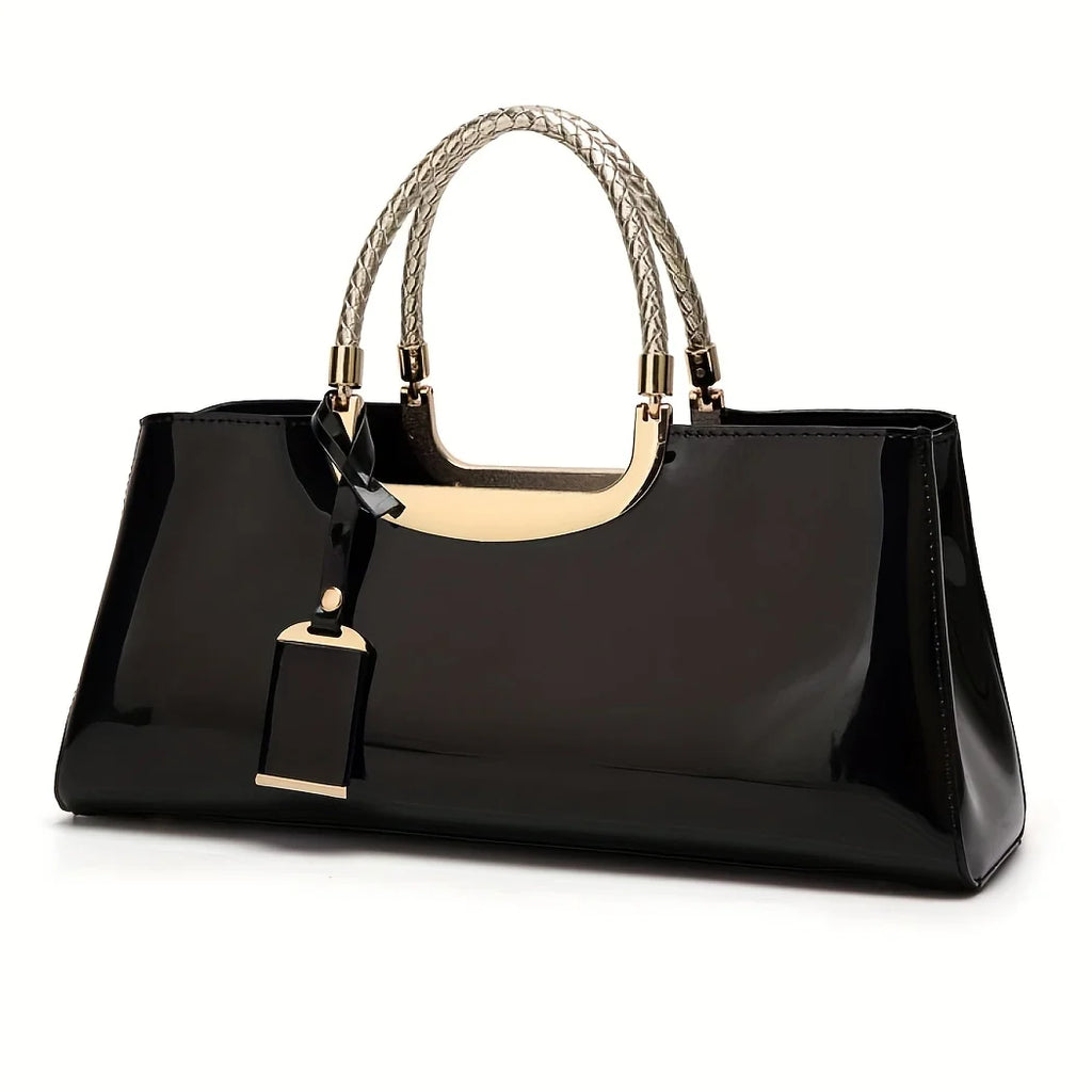 Elegant ladies' evening handbag - shoulder bag, patent leather glossy leather PU leather crossbody bag