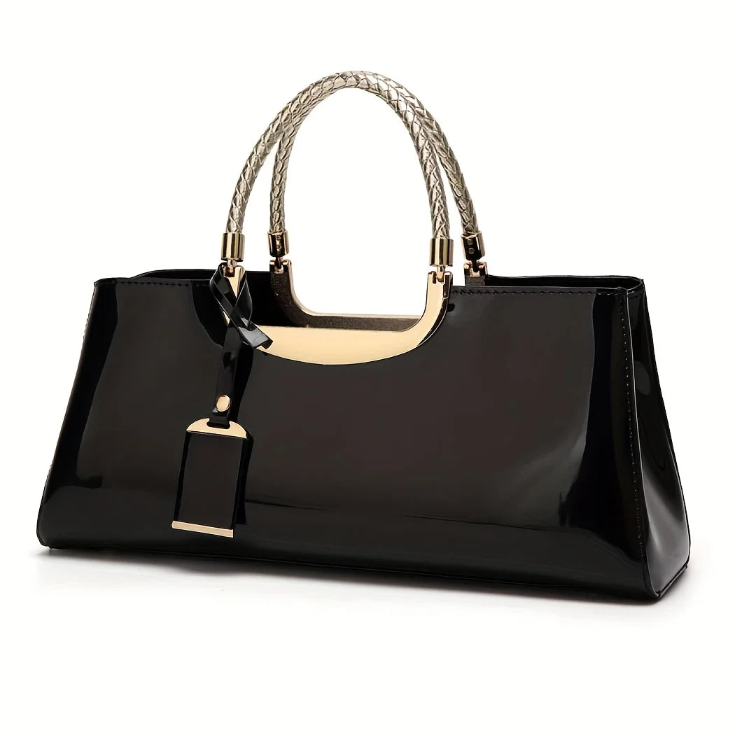 Elegant ladies' evening handbag - shoulder bag, patent leather glossy leather PU leather crossbody bag