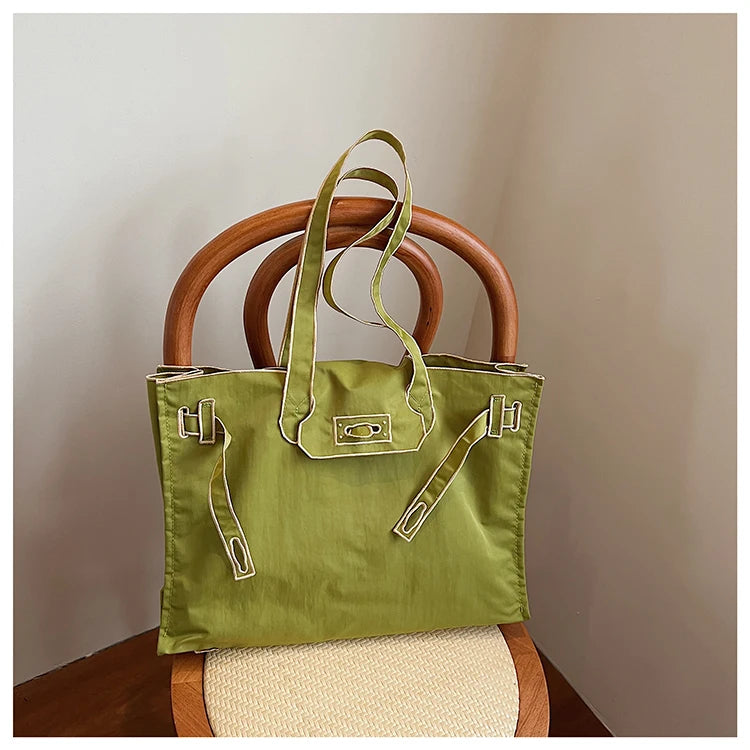 Funny Design Large Capacity Tote Bags 2025 New Casual Lightweight Nylon Shoulder Bag Versatile Canvas Bag Women Shopping Handbag