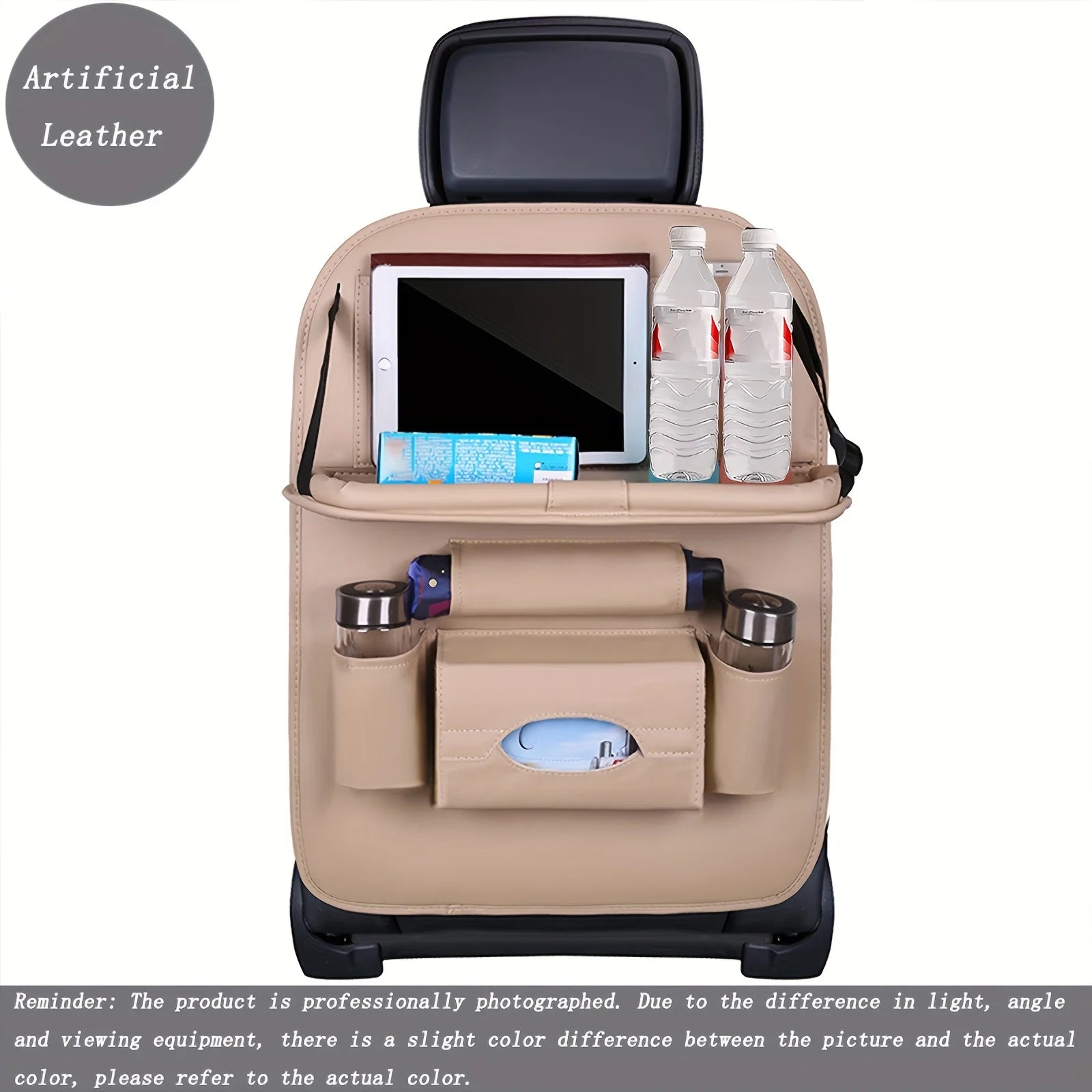 Luxury PU Leather Storage Bag Car Seat Bag Tray Perfect for Snacks Books and Toys Multifunctional Upgrade Suspended With Handle