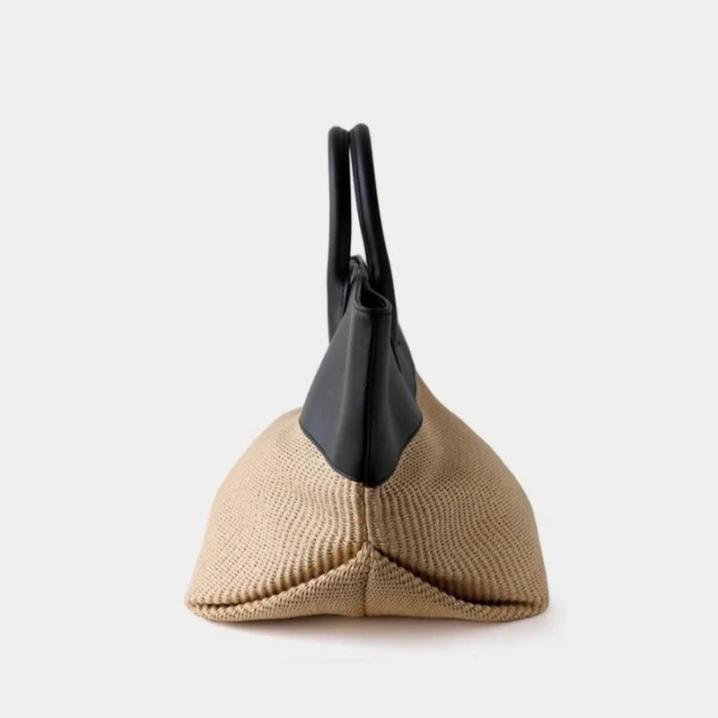 Luxury Tote Bags For Women 2025 High Quality Large Capacity Straw Bag Summer Casual Vacation Clashing Color Patchwork Beach Bag