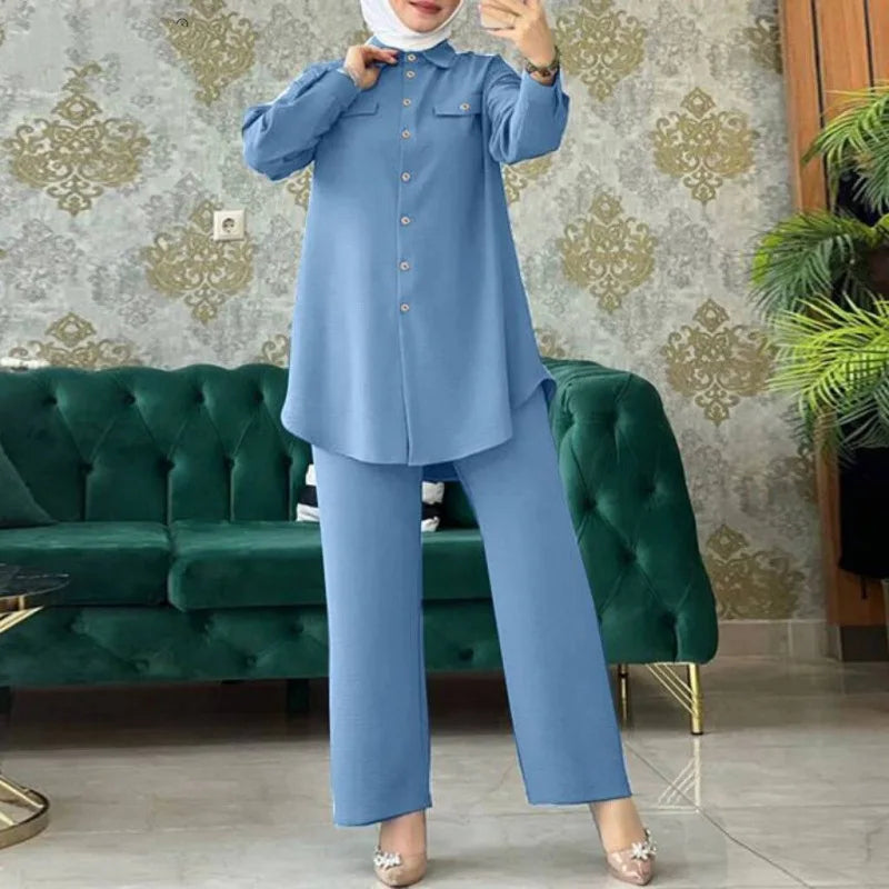 Muslim Women's Long Sleeve Shirt with Pocket Cover Collar Hot Sale Of The Season Spring Summer New Style Comfortable Casual C...