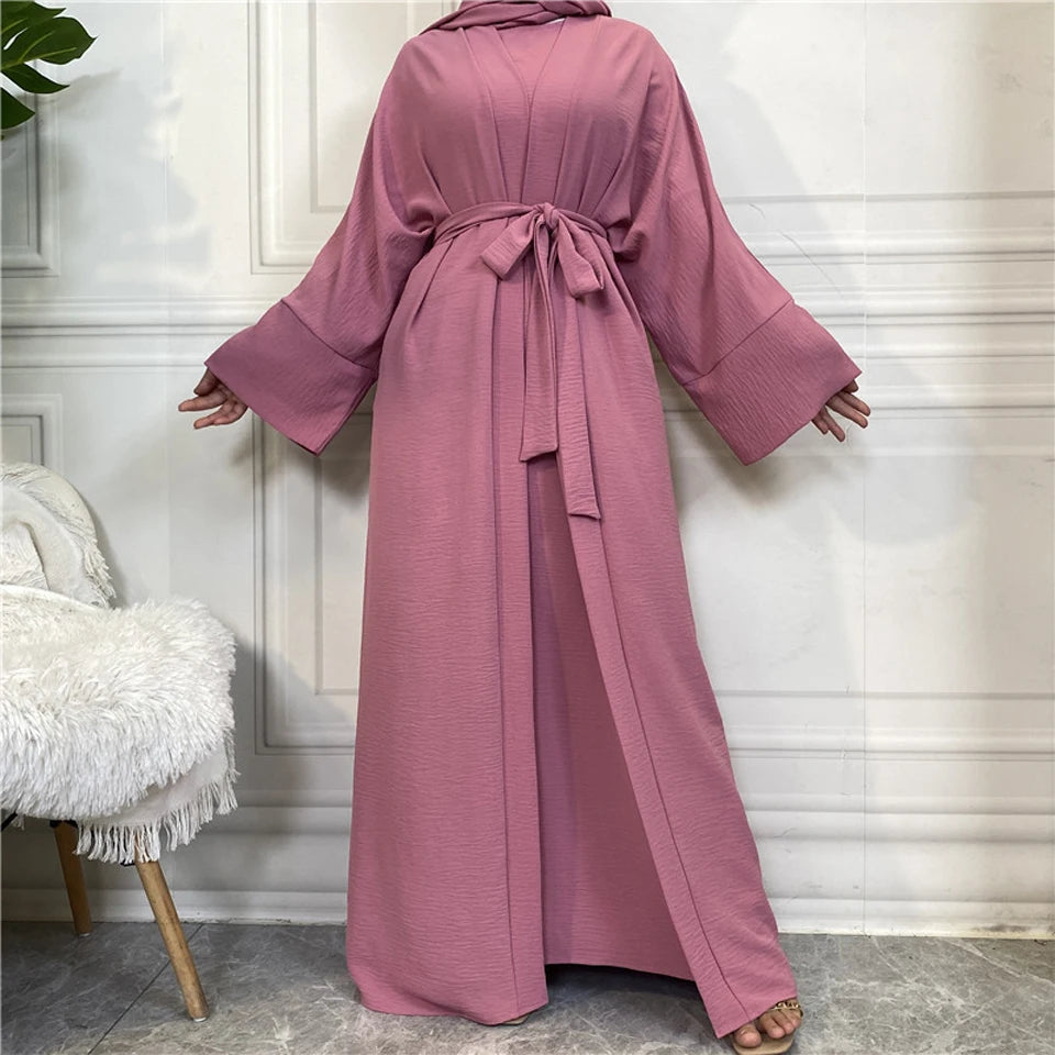 Abaya Women Muslim Long Dresses African Open Kaftan Dubai Turkey 2 Piece Set Luxury Islam Morocco Clothing Caftan Fashion Modest