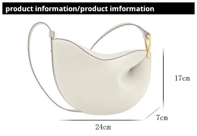 2025 New Pea-shaped Tote Bag Soft Leather Premium Commuter Bag Shoulder & Handheld Dual Use Minimalist Pleated Design Bag