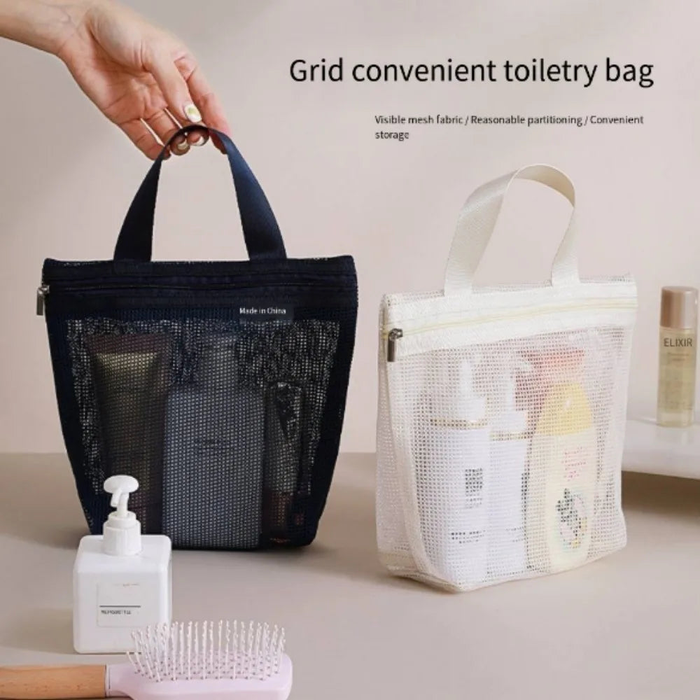 Mesh Makeup Toiletry Storage Bags Handbags Portable Travel Washing Body Shower Tools Organizer Hanging Cosmetic Organizer Pouch