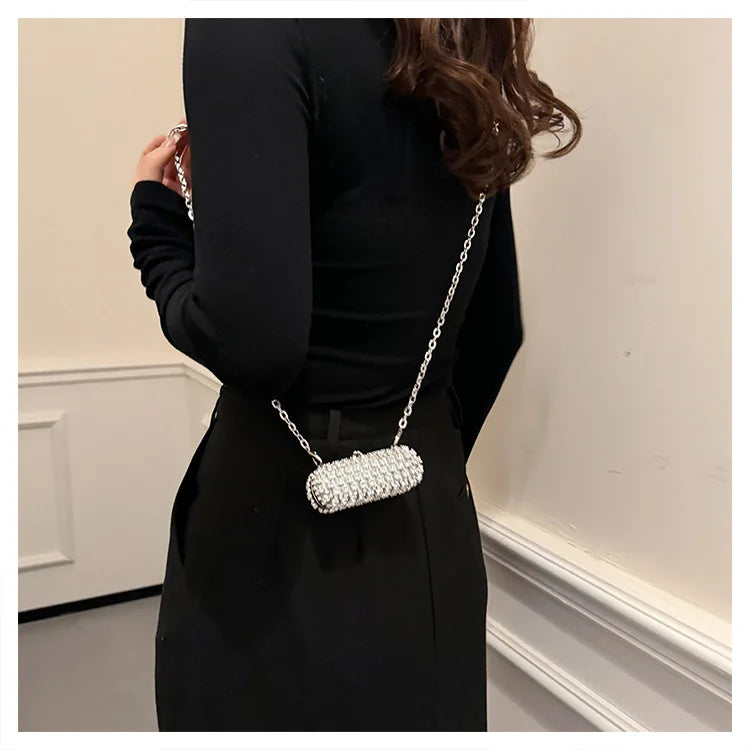 Mini Evening Bags for Women 2025 New Fashion Diamonds Shoulder Bag Ladies Luxury Cute Chain Party Lipstick Crossbody Bag Woman