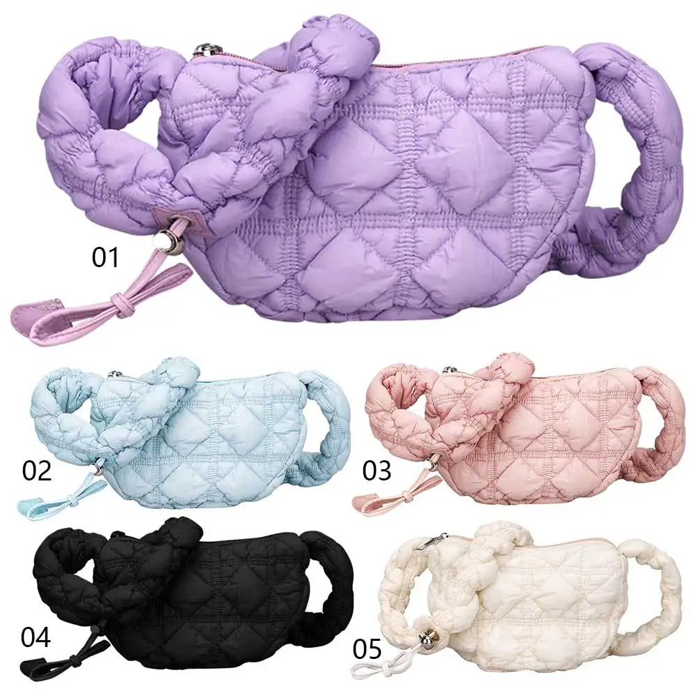 Crossbody Bag for Women Drawstring Strap Hobo Bag Puffer Zipper Underarm Bag Clutch Purse for Travel Shopping