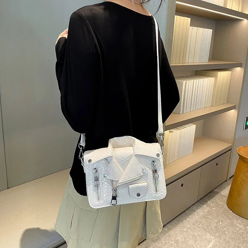 Shoulder Bag Tote 2025 Trend Lapel Jacket Women's Bag  Purse Fashion Rivets Zipper Female Crossbody Bag Luxury Handbag