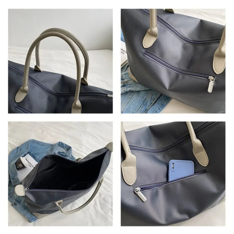 Portable Large Duffel Bag for Travel Lightweight Yet Durable Nylon Sport Tote Gym Bag Shoulder Weekender Overnight Bag for Women