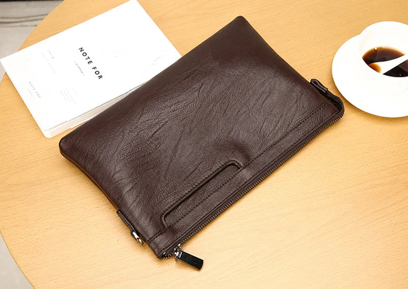 Fashion Brand Design Business Clutch Bag High Quality PU Leather Envelope Bags Casual Travel Men's Wallet Cell Phone Pocket