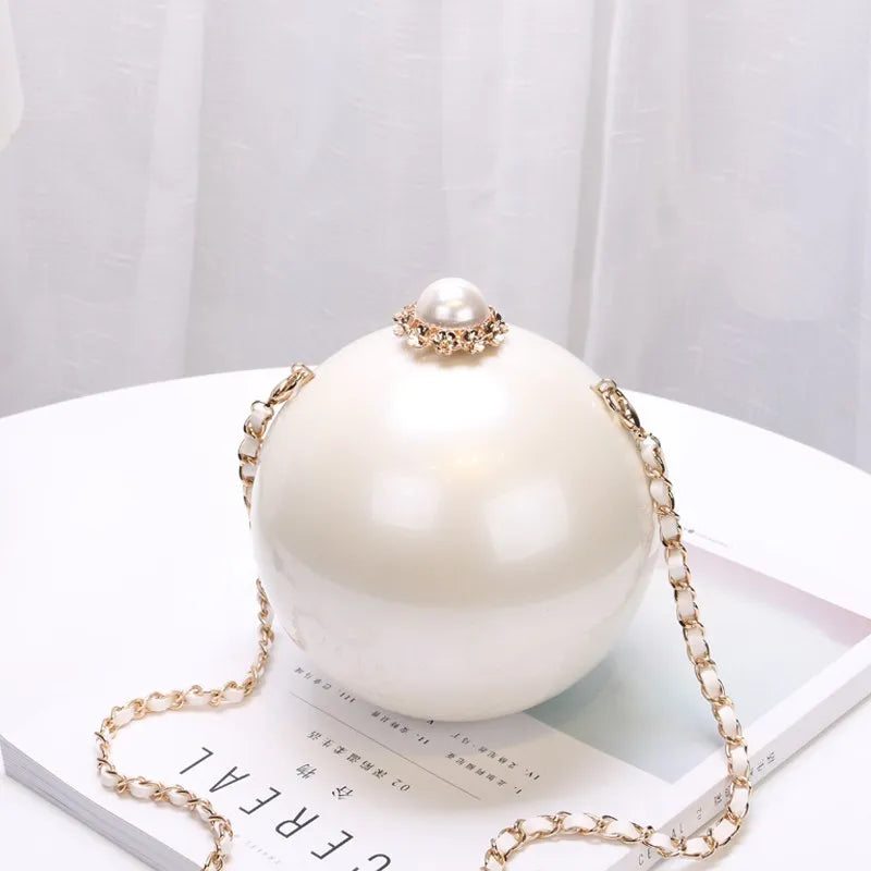 2025 Fashion Design Pearl Ball Party Evening Bags Woman Handbags Global Spherical Acrylic Hard Case Shoulder Small Crossbody Bag
