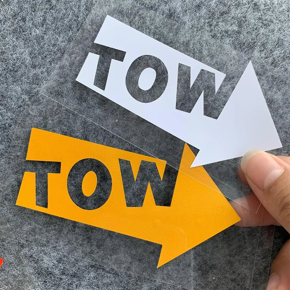 Reflective TOW Arrow Car Vinyl Decals – Waterproof Racing Modified Stickers Body, Window, Rear Windshield, Fuel Cap & Bumper