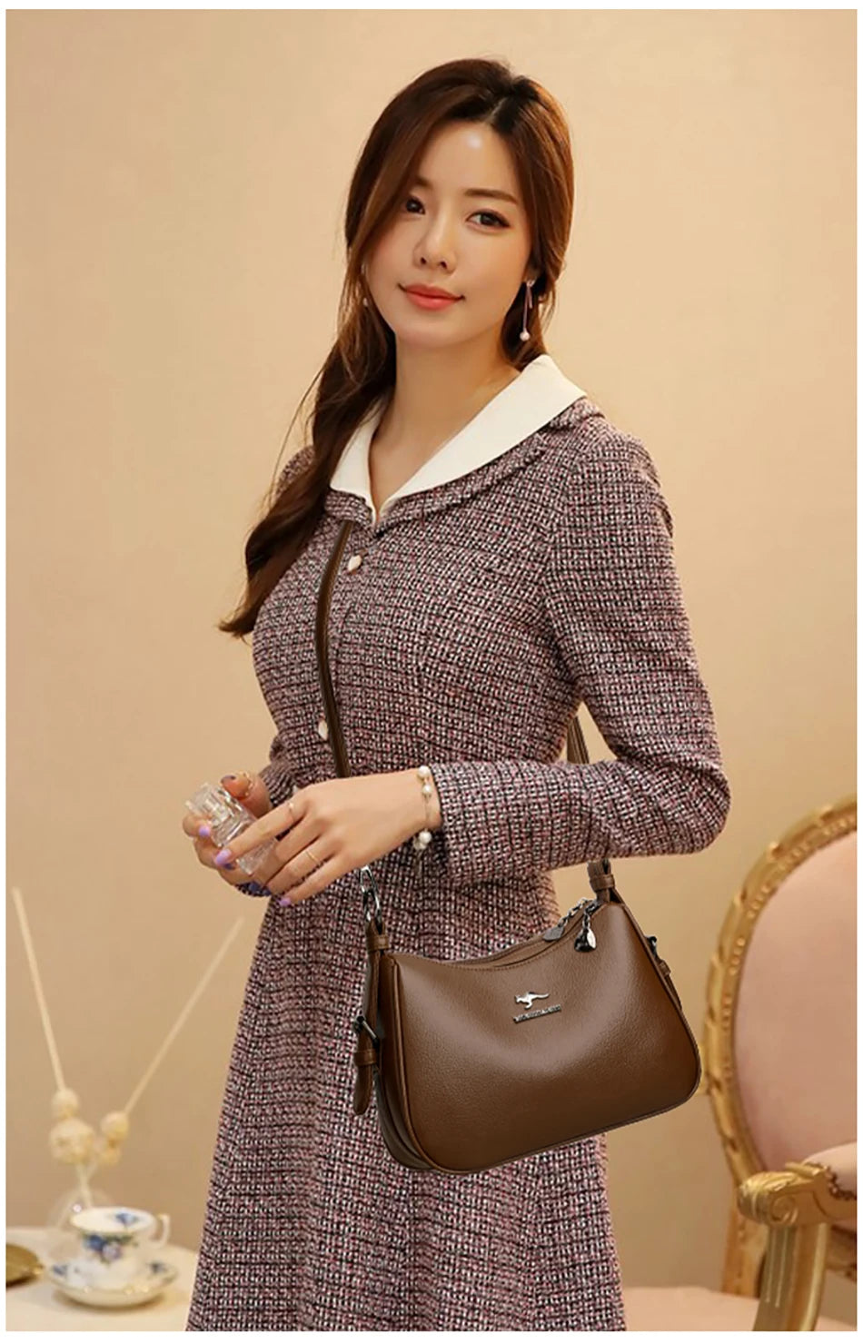 Luxury Designer Ladies Handbags New High Quality Leather Shoulder Bag For Women Female Retro And Minimalist Crossbody Bags Purse