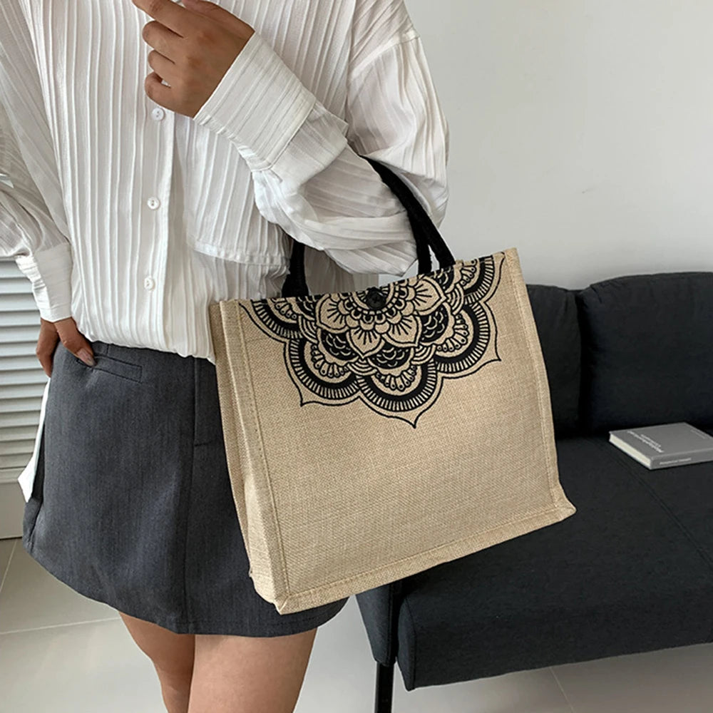 Canvas Handbags For Women Fashion Tote Beach Bags Reusable Shopping Bags Casual Large Capacity Designer Shoulder Pouch Bags