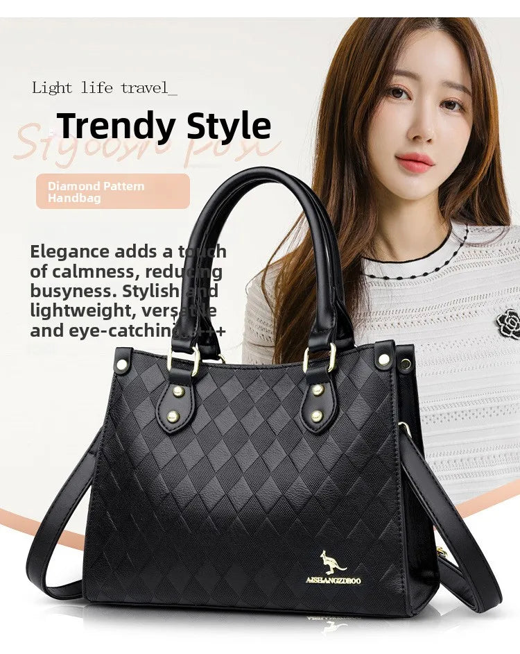 Fashionable Large Women's Handbag Shoulder Bag Crossbody Bag for Middle-Aged Mothers PU Material Boston Bag Style Summer Hot...