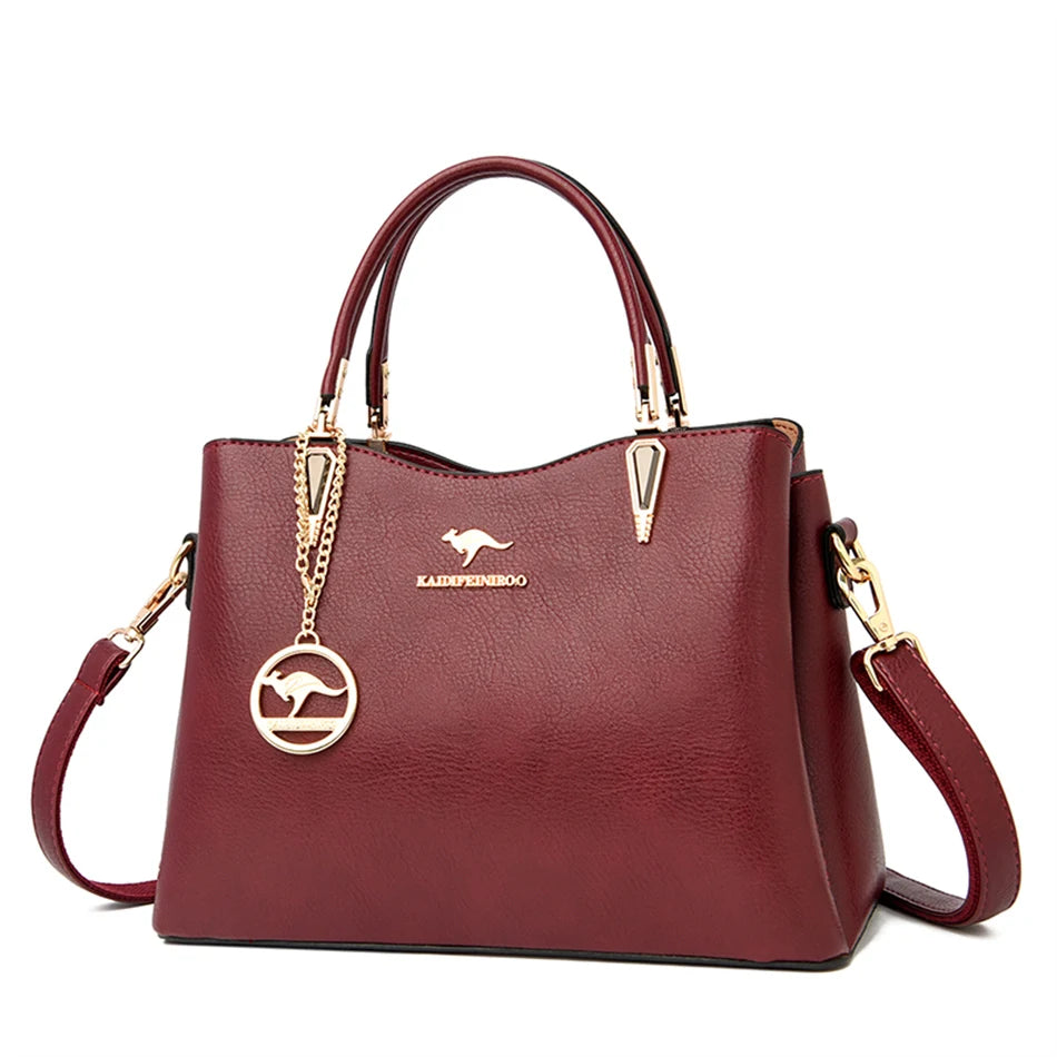 Luxury Soft Leather Handbag Women's Bag 2022 Trend Designer 3 Layers Shoulder Crossbody Sac Ladies Large Capacity Messenger Tote