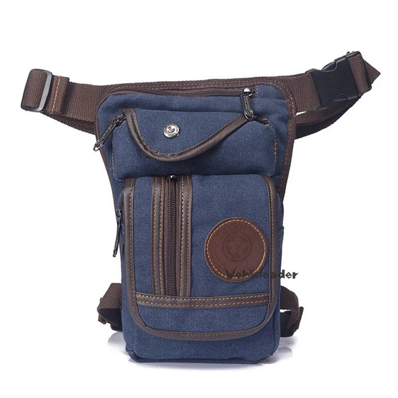 Men's Canvas Drop Leg Bag Motorcycle Multi-purpose Messenger Shoulder Bag High Quality Belt Hip Bum Waist Fanny Pack for Camping