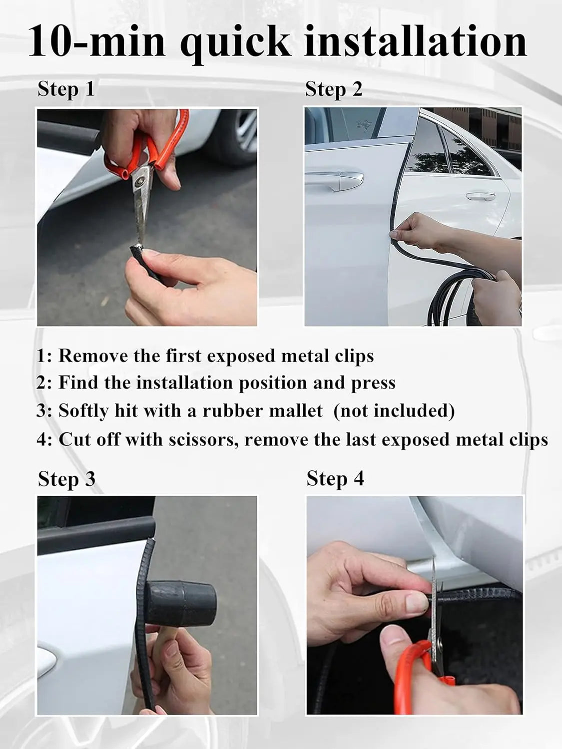 Door Edge Guard Black Car Door Protector Edge Guards Rubber Auto Door Trim U Shape Build in Metal Sheet No Need Adhesive