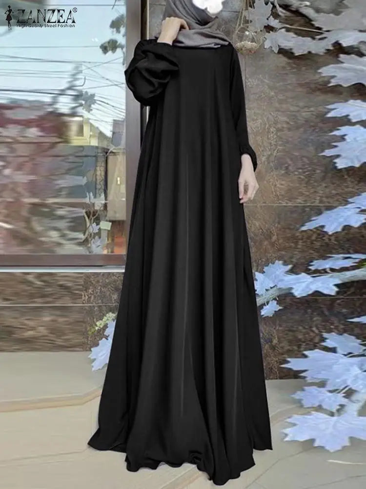 2025 ZANZEA Fashion Muslim Dress Women Tukey Abaya Robe Long Sleeve Maxi Sundress Vestido Dubai Kaftan Islamic Clothing Oversize