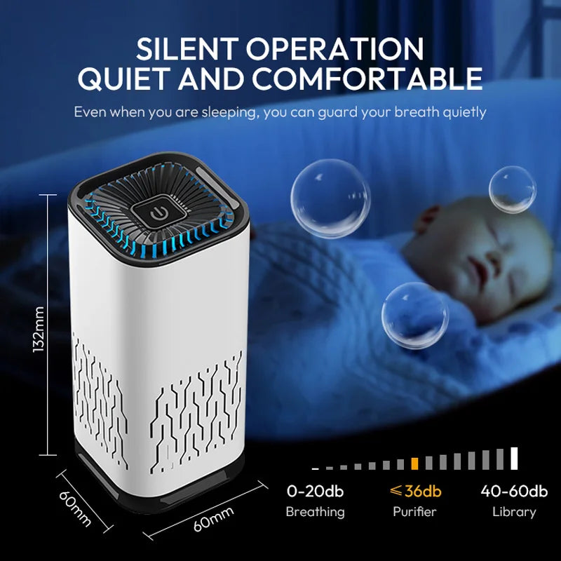 MINI Car HEPA Air Purifier Remove Smoke Odor Formaldehyde Negative Ion Air Cleaner for Car Bedroom Aromatherapy Purification New