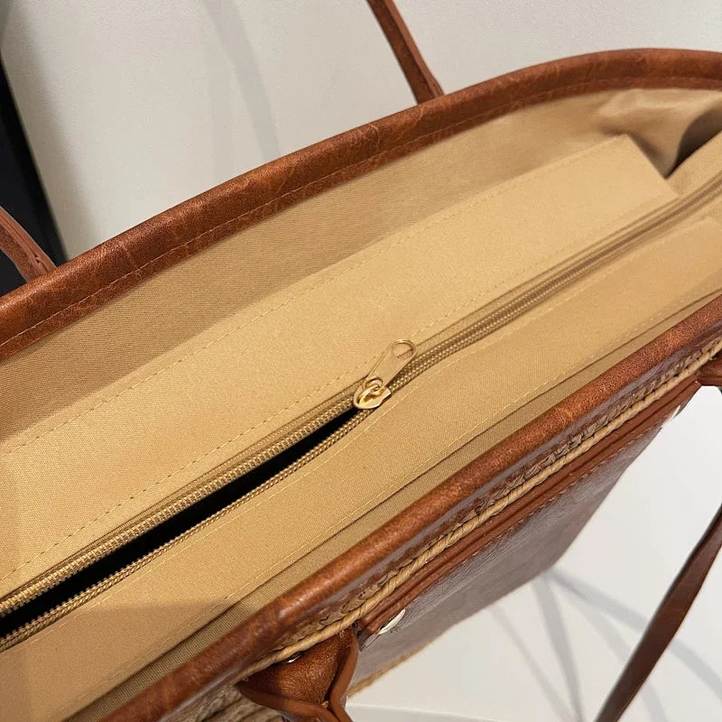 Luxury Designer Straw Beach Bag Large Capacity Beach Shoulder Bag For Women Summer Raffia Handbag Shopper Basket Tote Travel Bag