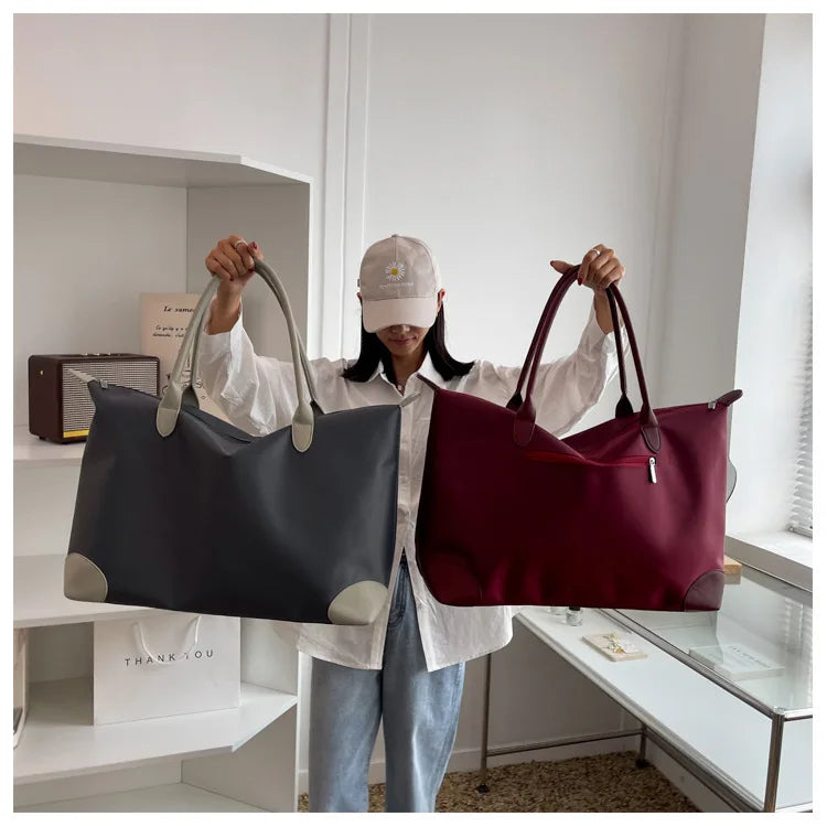 Portable Large Duffel Bag for Travel Lightweight Yet Durable Nylon Sport Tote Gym Bag Shoulder Weekender Overnight Bag for Women