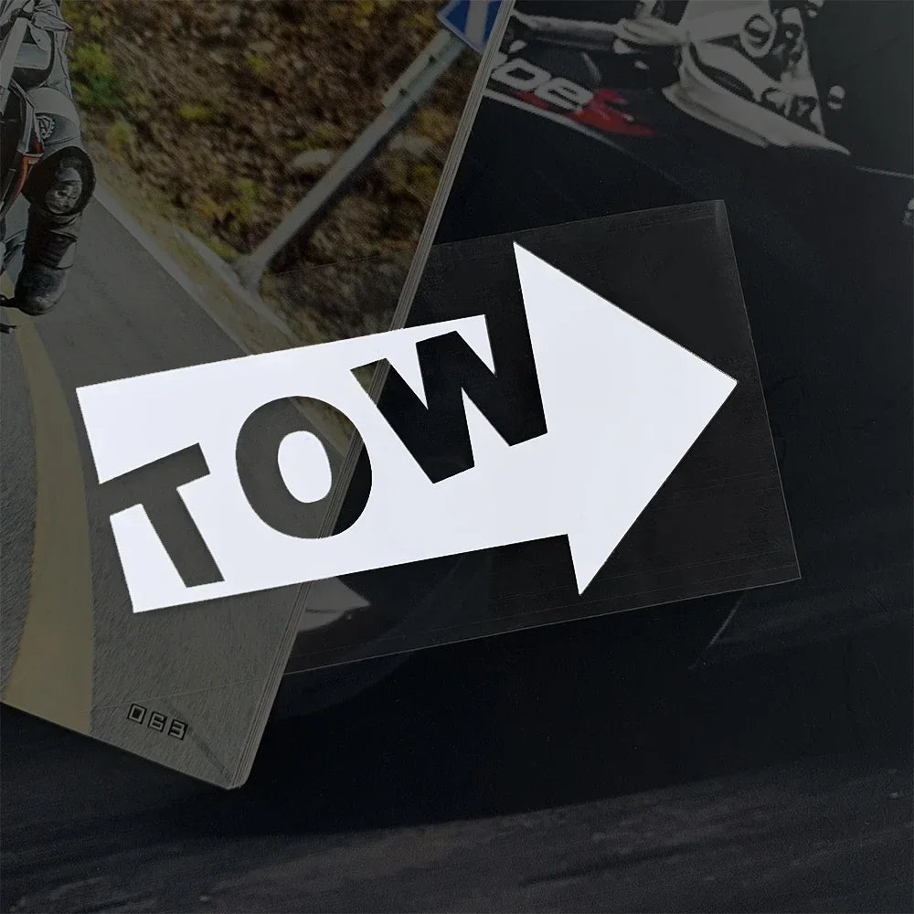 Reflective TOW Arrow Car Vinyl Decals – Waterproof Racing Modified Stickers Body, Window, Rear Windshield, Fuel Cap & Bumper