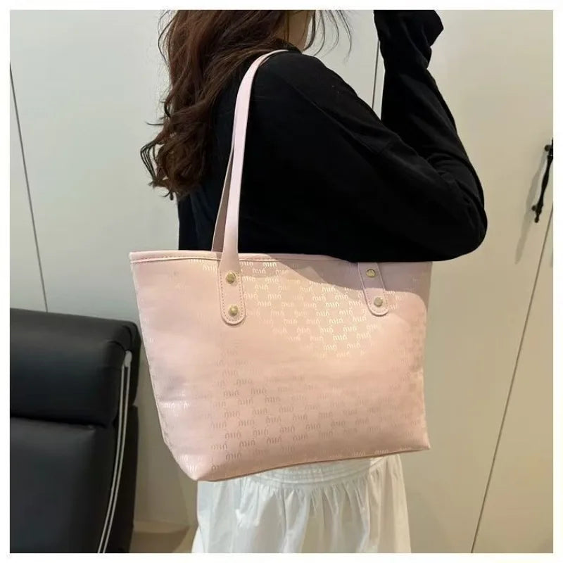 Luxury-textured Tote Handbag for Women, 2025 Summer New Design Large Capacity Checkered Shoulder Bag, Trendy Underarm Bag