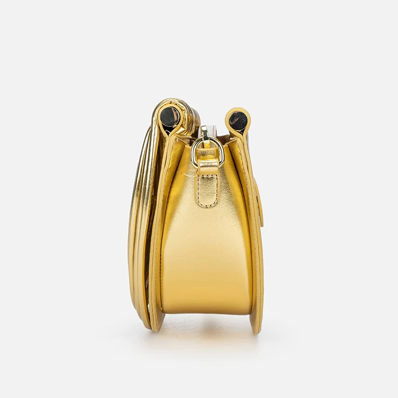 Handbags for Women 2025 New Gold Luxury Designer Brand Handwoven Noodle Bags Half Round Pulled Hobo Silver Evening Clutch Chic