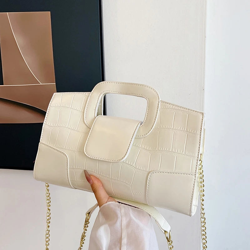 Luxury Clutch Bag Retro Women's Bag Stone Pattern PU Leather Crossbody Bag Female Flap Handbag Shoulder Bag Simple Sac A Main