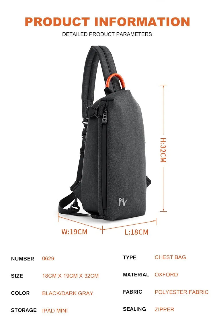 Multifunction Sling Bag Chest Bags for Men Fashion Casual Shoulder Anti Theft Male Single Shoulder Durable Mini Travel Pouch