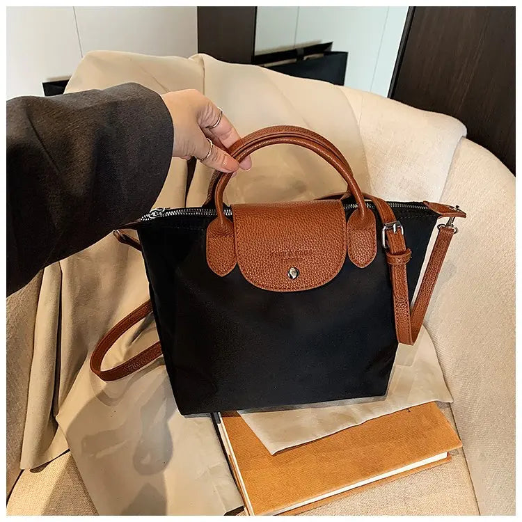 Luxury 2025 Work Tote - Fashion Patchwork Handbag with Long Strap Large Capacity, Waterproof Lining, Perfect for Office & Travel