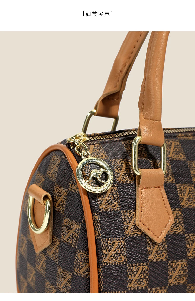 New vintage printed Boston handbag, trendy bags, versatile messenger bag