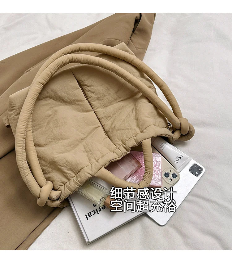 Women Shoulder Crossbody Bags Casual Nylon Padded Tote Bag Designer Soft Puffer Simple Vintage Large Capacity Handbags