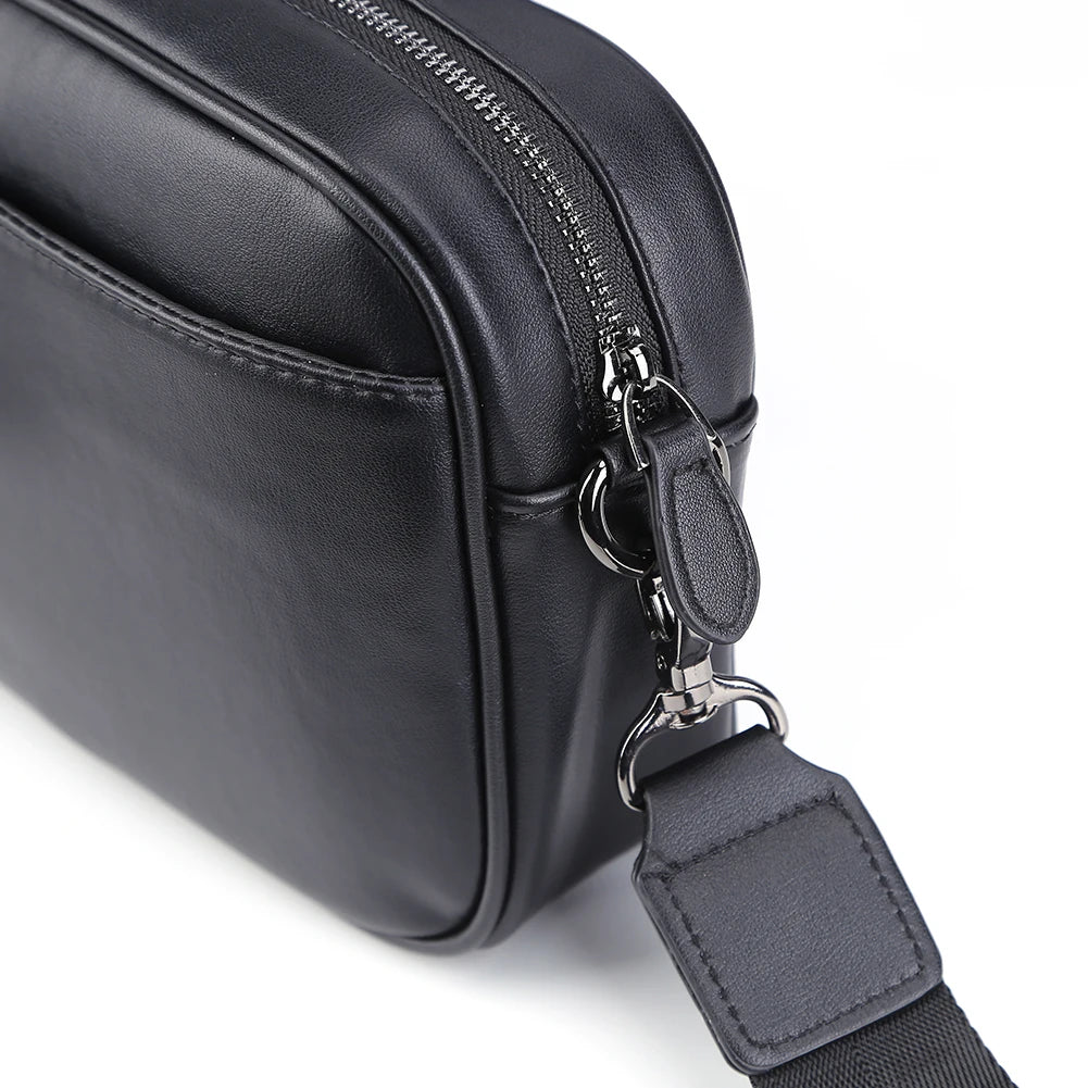 Luxury Business Shoulder Bag for Men Design Plaid PU Leather Messenger Crossbody Bag Casual Zipper Small Square Sling Bag Pouch