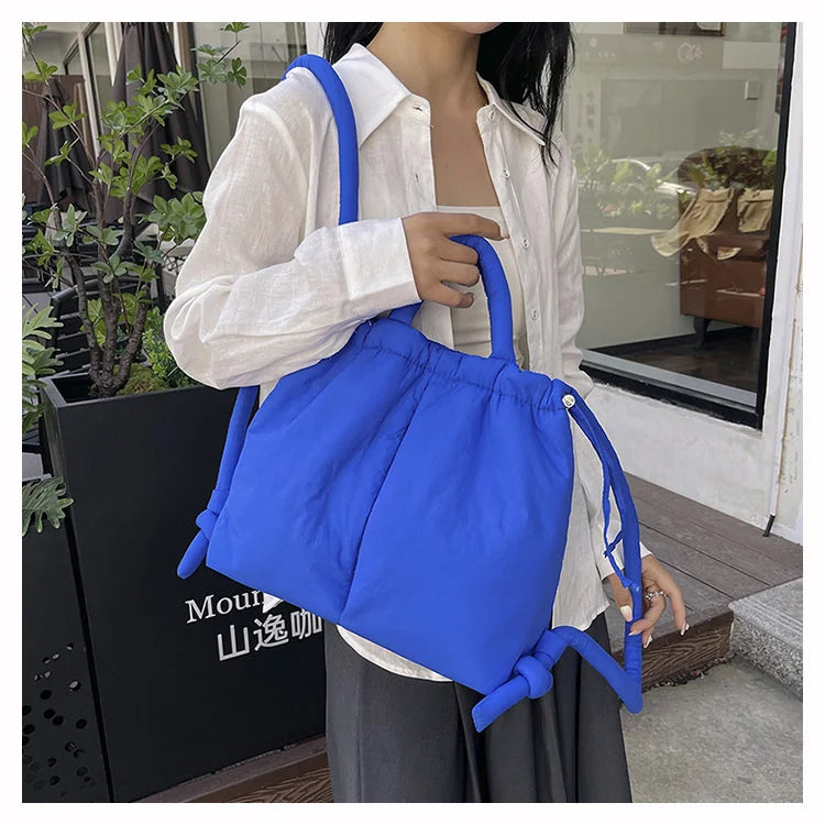 Women Shoulder Crossbody Bags Casual Nylon Padded Tote Bag Designer Soft Puffer Simple Vintage Large Capacity Handbags