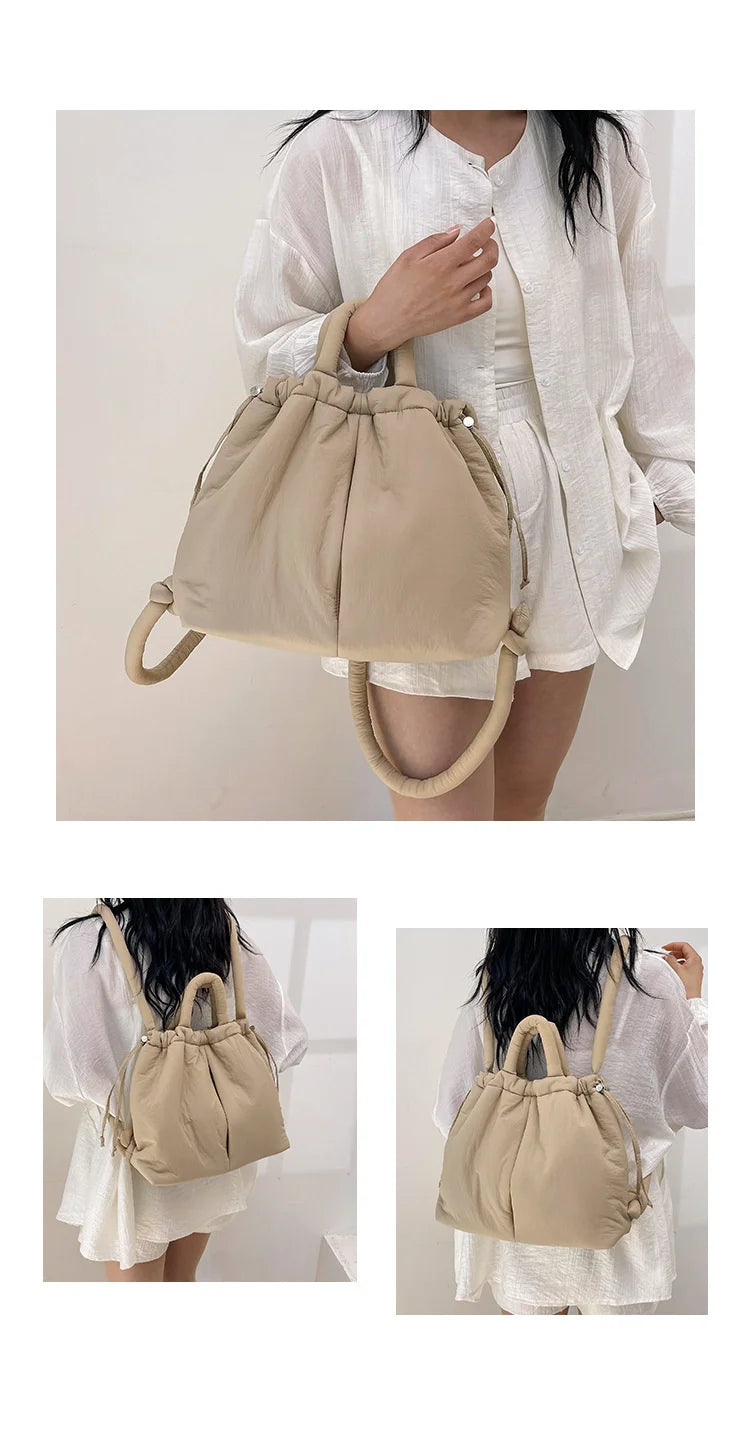 Women Shoulder Crossbody Bags Casual Nylon Padded Tote Bag Designer Soft Puffer Simple Vintage Large Capacity Handbags