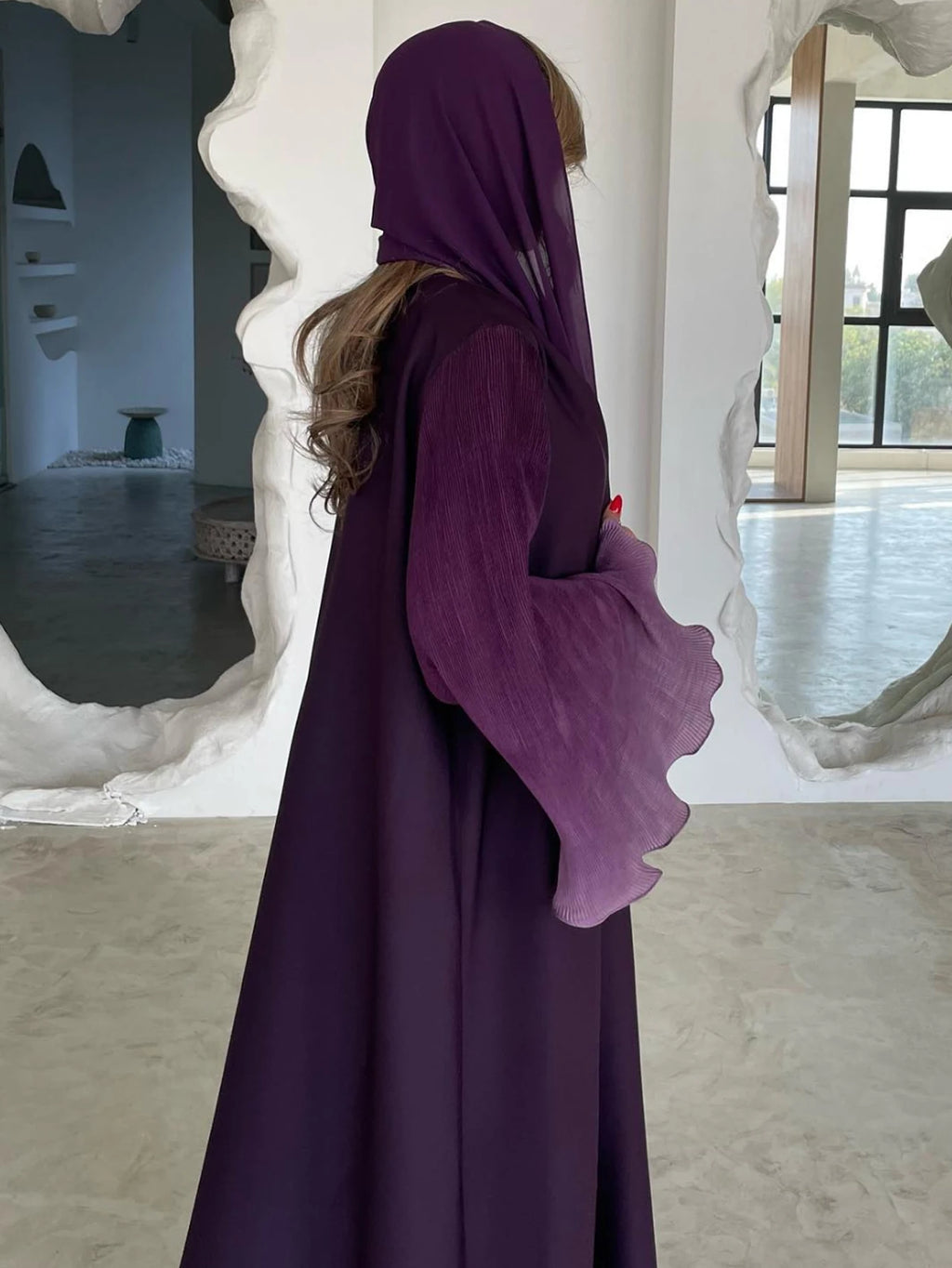 Open Front Abaya Muslim Flare Sleeve Casual Arabian Abayas Middle-East Elegant Turkey Kaftans Women Jilbabs Islamic Maxi Dresses