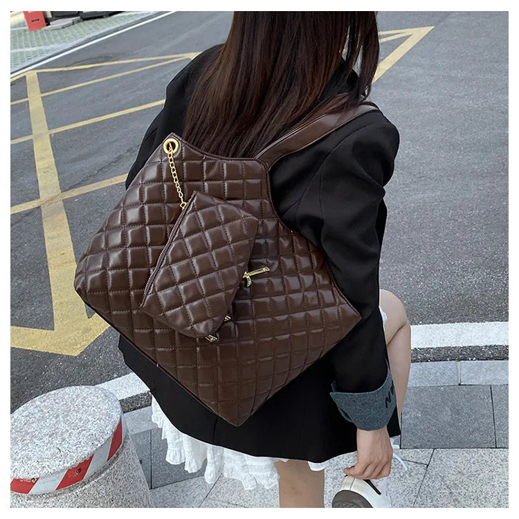2025 New Women's Tote Bag Diamond Quilted Mother Daughter Purse, Retro Handheld Shoulder Bag, Spacious & Stylish, Casual/Office