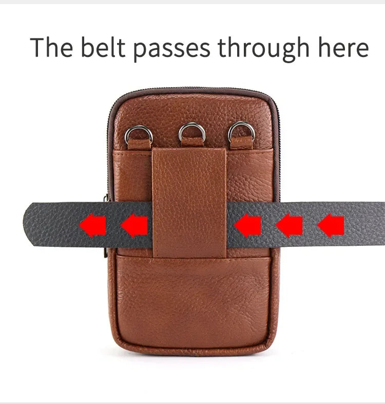 New Men's Large Capacity Mobile Phone Belt Bag Multi functional Waterproof Belt Waist Bag