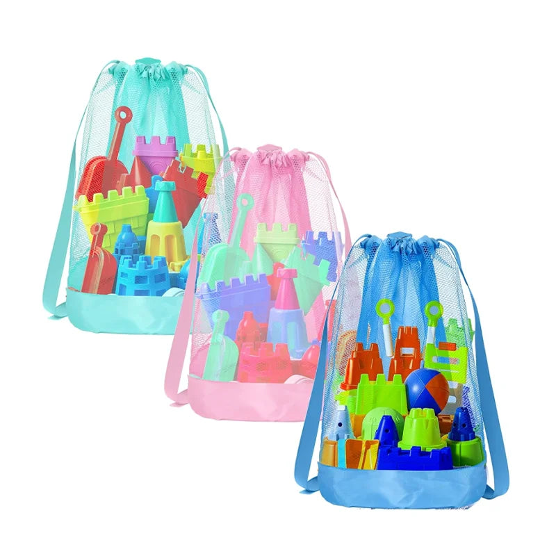 Beach toy bag, double-shoulder style, large capacity, essential for seaside activities,convenient to carry,perfect birthday gift