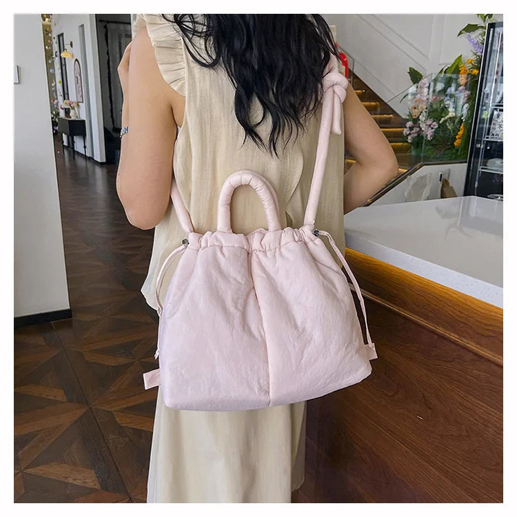 Women Shoulder Crossbody Bags Casual Nylon Padded Tote Bag Designer Soft Puffer Simple Vintage Large Capacity Handbags