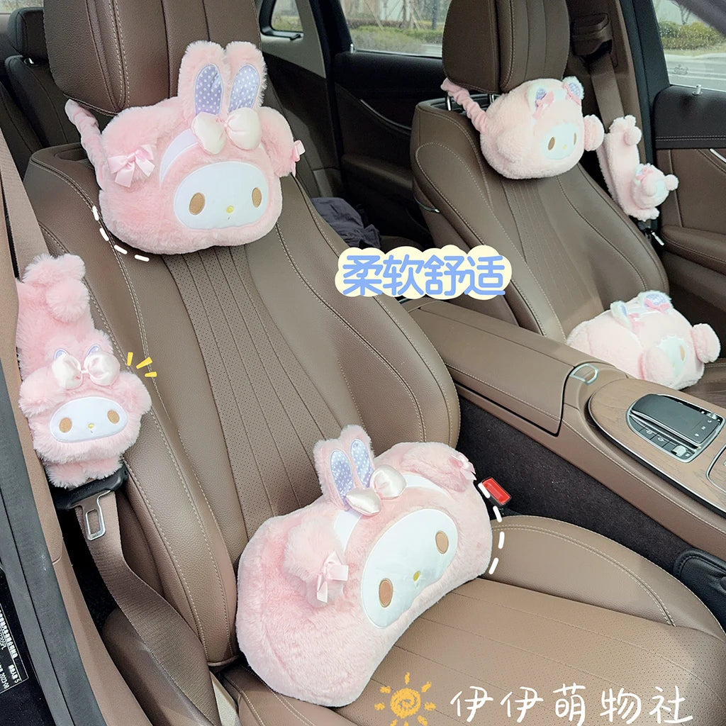 Sanrio My Melody Headrests Car Neck Pillows My Sweet Piano Pillows Car Interior Pillows Driving Neck Pillows Seat Waist Pillows