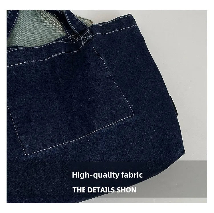 Denim Shoulder Bag Fashion Versatile Daily Commute Large Capacity Handbag