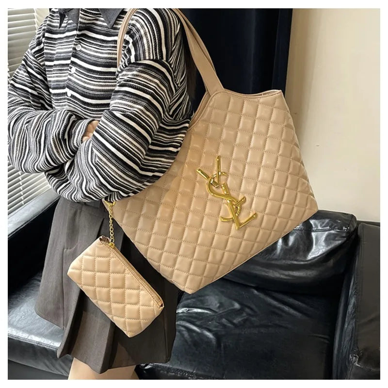 2025 New Women's Tote Bag Diamond Quilted Mother Daughter Purse, Retro Handheld Shoulder Bag, Spacious & Stylish, Casual/Office