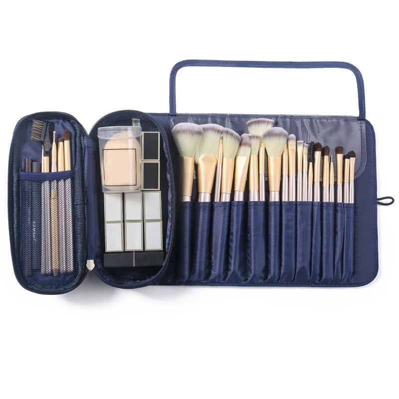 Makeup Bag Women's Cosmetic Brush Bag Travel Organizer Makeup Brushes Fold Tools Rolling Bags Waterproof Nylon Makeup Case